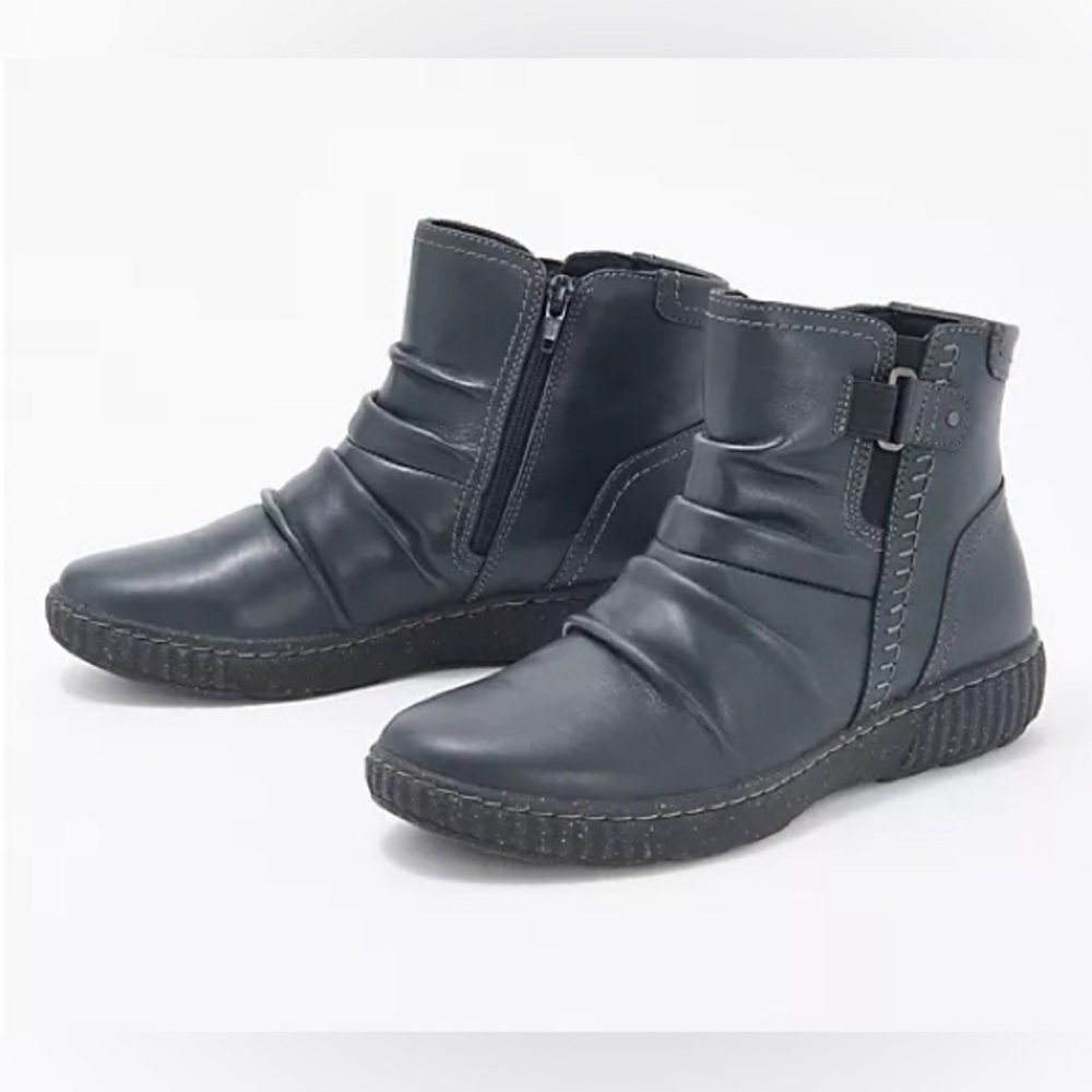 Clarks Collection Leather Ruched Ankle Boots Caroline Orchid casual Fall winter